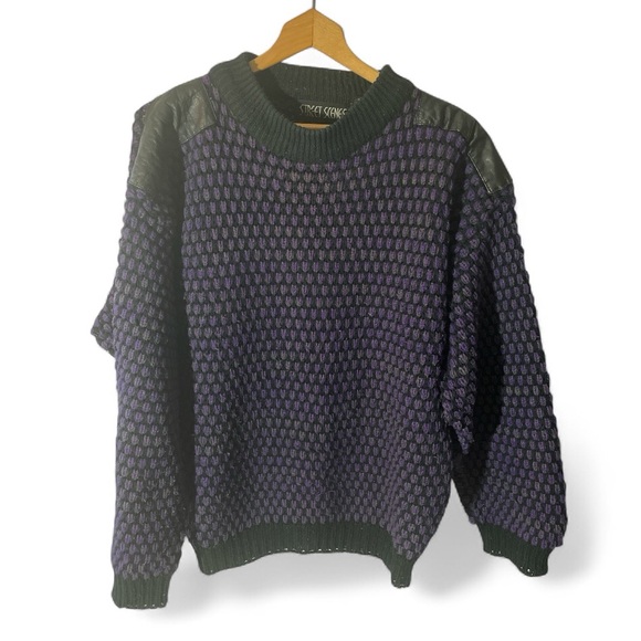street scenes Other - Z2- vintage Street Scenes Men's Large Purple and Black Knit Sweater delete